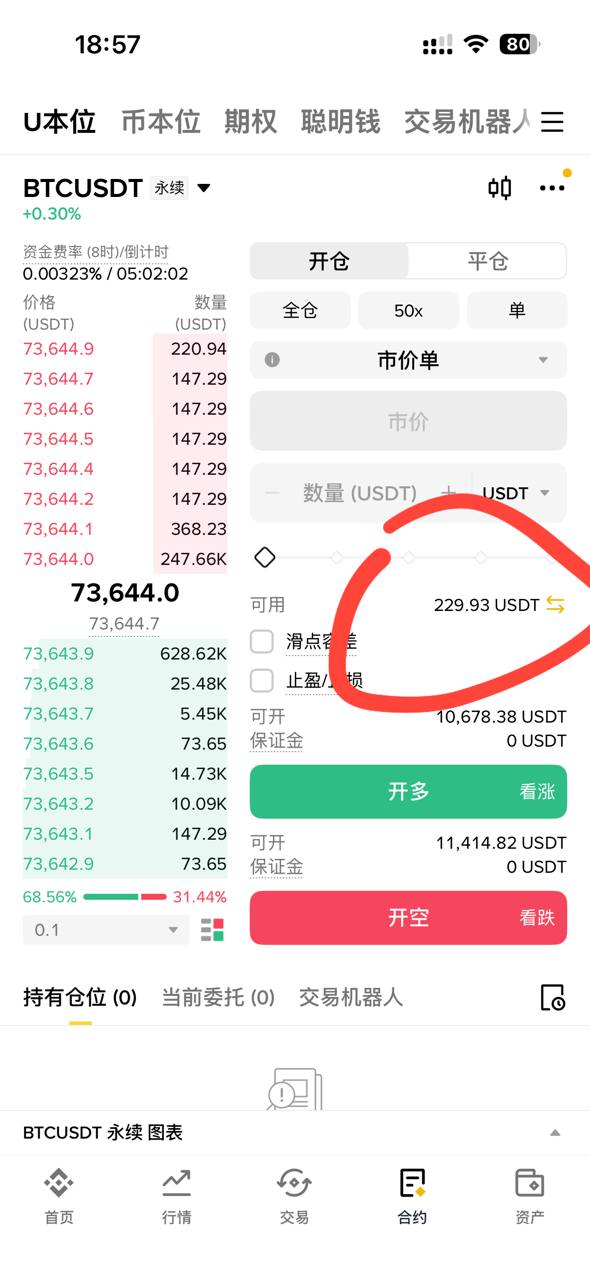 合约账户显示划转资金